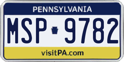 PA license plate MSP9782