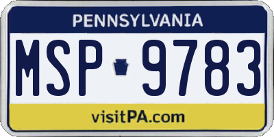 PA license plate MSP9783