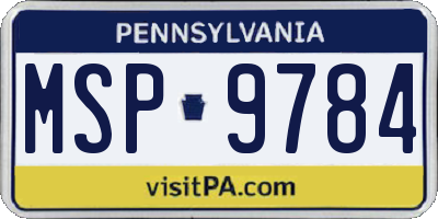 PA license plate MSP9784