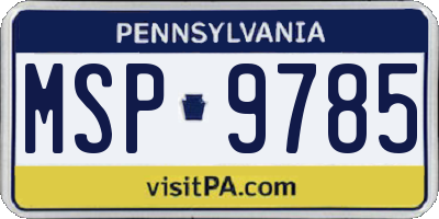 PA license plate MSP9785
