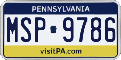 PA license plate MSP9786