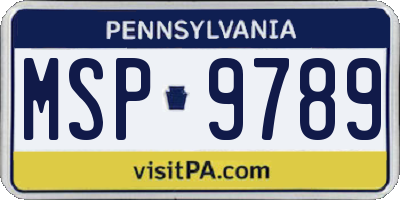 PA license plate MSP9789