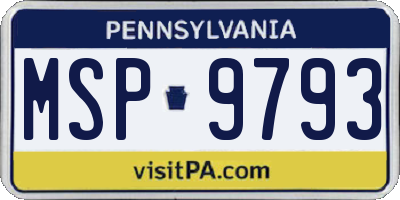 PA license plate MSP9793