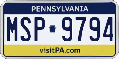 PA license plate MSP9794