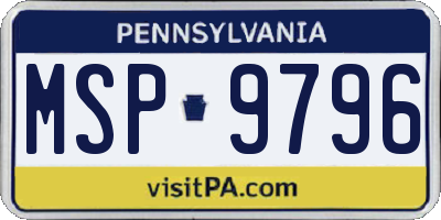 PA license plate MSP9796