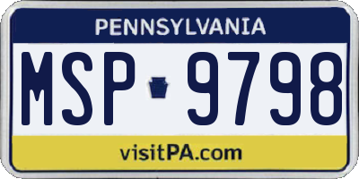 PA license plate MSP9798