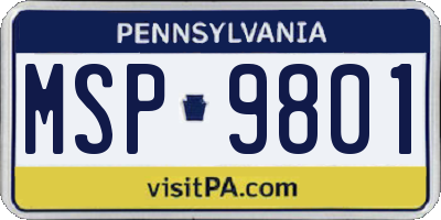 PA license plate MSP9801