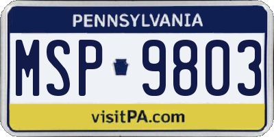PA license plate MSP9803