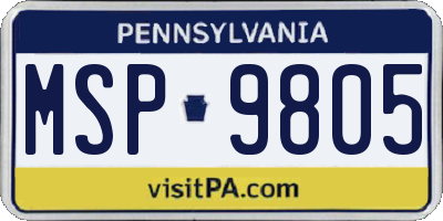 PA license plate MSP9805