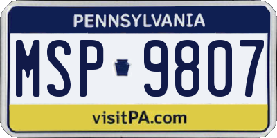 PA license plate MSP9807