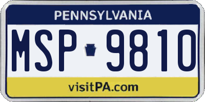 PA license plate MSP9810
