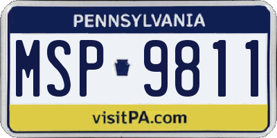 PA license plate MSP9811