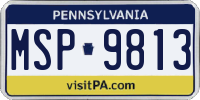 PA license plate MSP9813