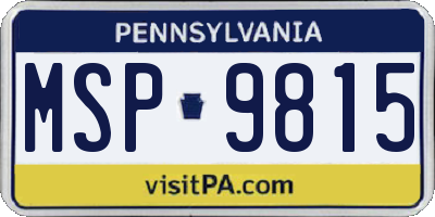 PA license plate MSP9815