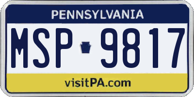 PA license plate MSP9817