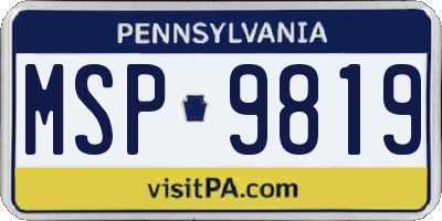 PA license plate MSP9819