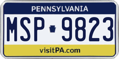 PA license plate MSP9823