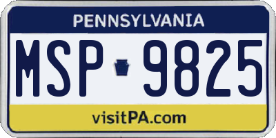 PA license plate MSP9825