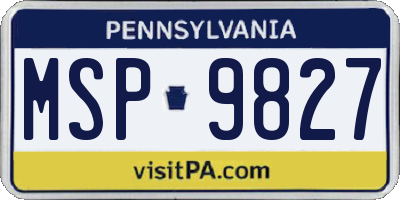 PA license plate MSP9827