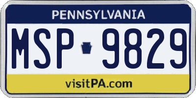 PA license plate MSP9829
