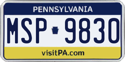 PA license plate MSP9830