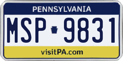 PA license plate MSP9831