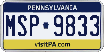 PA license plate MSP9833