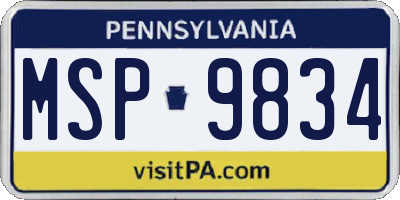 PA license plate MSP9834