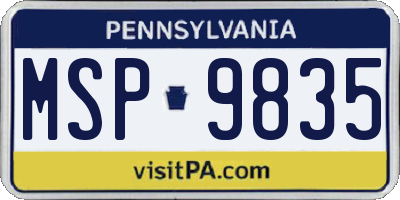 PA license plate MSP9835
