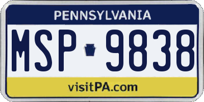 PA license plate MSP9838