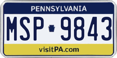PA license plate MSP9843