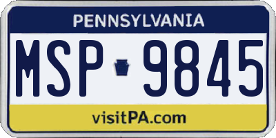 PA license plate MSP9845
