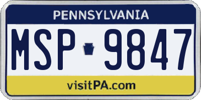 PA license plate MSP9847