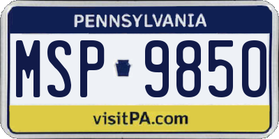 PA license plate MSP9850