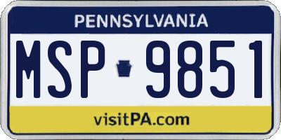 PA license plate MSP9851
