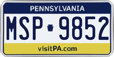 PA license plate MSP9852