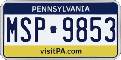 PA license plate MSP9853