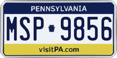 PA license plate MSP9856