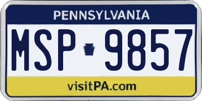 PA license plate MSP9857