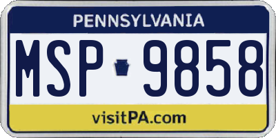 PA license plate MSP9858