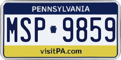 PA license plate MSP9859