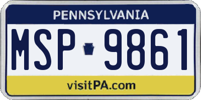 PA license plate MSP9861