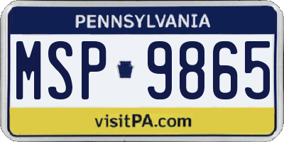 PA license plate MSP9865