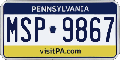 PA license plate MSP9867