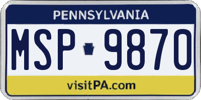 PA license plate MSP9870