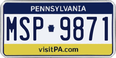 PA license plate MSP9871
