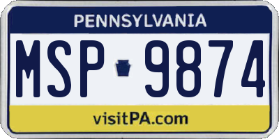 PA license plate MSP9874