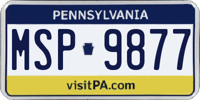 PA license plate MSP9877