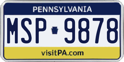 PA license plate MSP9878