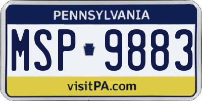 PA license plate MSP9883